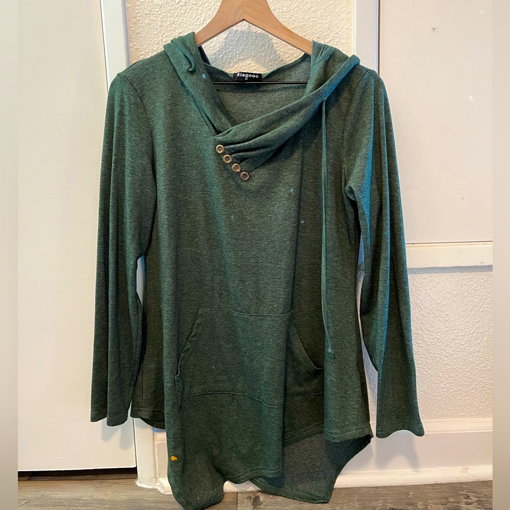 Miagoo women's cross neck uneven hemline long sleeve flare tunic